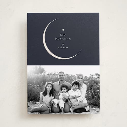 This is a night eid cards with standard by Pati Cascino called eid moon printing on recycled smooth signature in standard