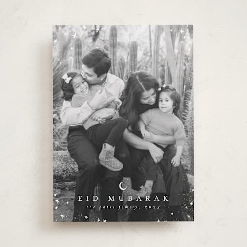 This is a snow eid cards with standard by AK Graphics called starry surround printing on recycled smooth signature in standard