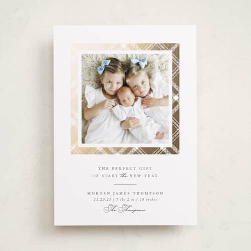 This is a snowball babys first christmas with foil pressed by Robert and Stella called every good gift printing on recycled smooth signature in standard