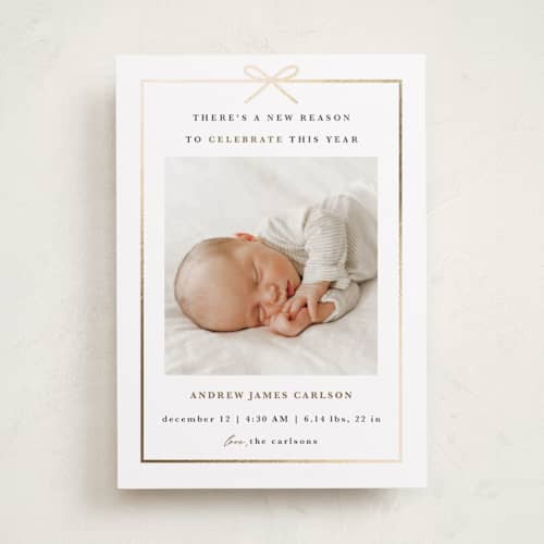 This is a snow babys first christmas with foil pressed by Maria Alou called santa says printing on recycled smooth signature in standard