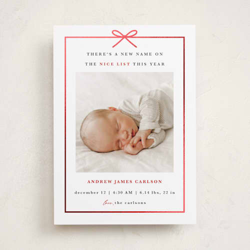 This is a candy cane babys first christmas with foil pressed by Maria Alou called santa says printing on recycled smooth signature in standard