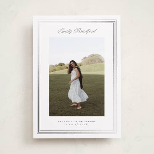 This is a pearl graduation announcements with foil pressed by Nicole Walsh called triple frame printing on recycled smooth signature in standard