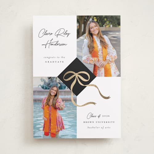 This is a noir graduation announcements with foil pressed by Paper Raven Co. called sweet grad cap printing on recycled smooth signature in standard