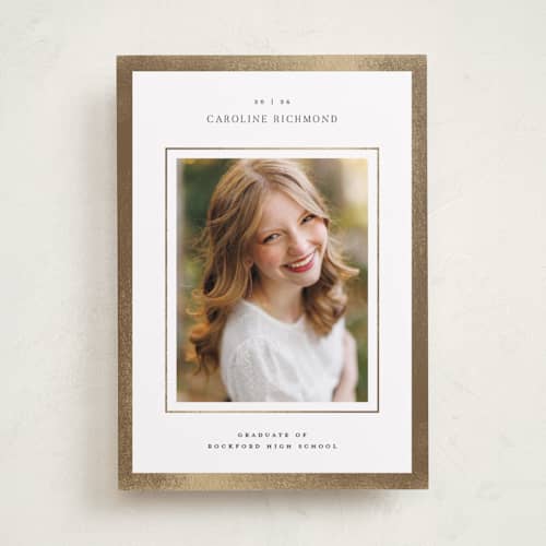 This is a opal graduation announcements with foil pressed by Pixel and Hank called caroline printing on recycled smooth signature in standard