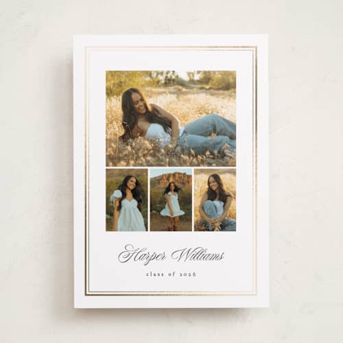 This is a snow graduation announcements with foil pressed by Erin L. Wilson called hampton house printing on recycled smooth signature in standard