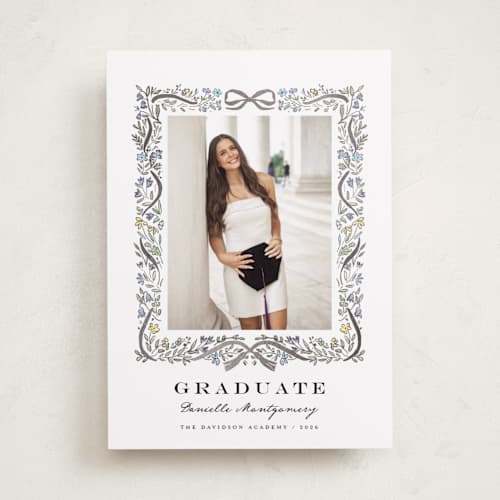 This is a ink graduation announcements with foil pressed by Petra Kern called floristica printing on recycled smooth signature in standard
