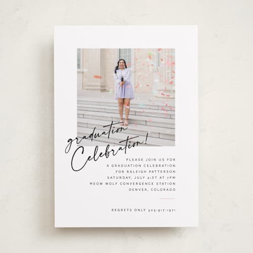 This is a cloud graduation invitations with standard by Jenna Holcomb called modern celebration printing on recycled smooth signature in standard