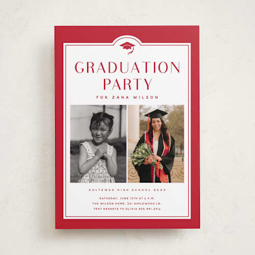 This is a ruby graduation invitations with standard by Stacey Meacham called timeline printing on recycled smooth signature in standard
