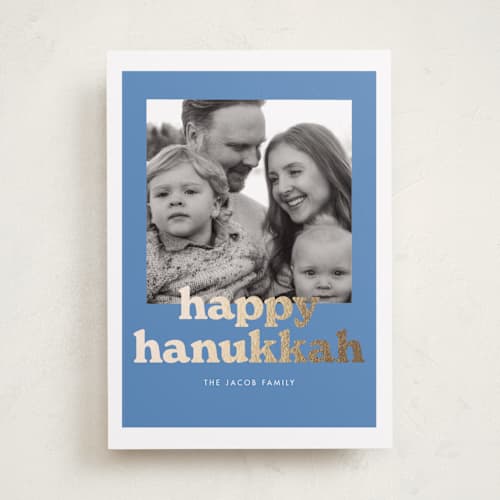 This is a celestial hanukkah cards with foil pressed by Baumbirdy called poloriod frame printing on recycled smooth signature in standard