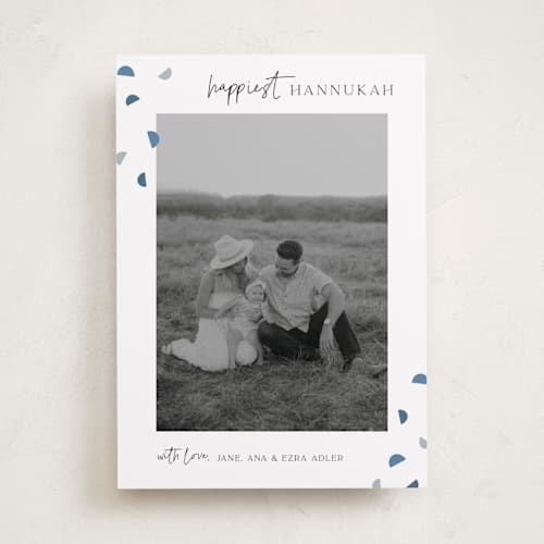 This is a snow hanukkah cards with standard by Maja Cunningham called mod hannukah printing on recycled smooth signature in standard