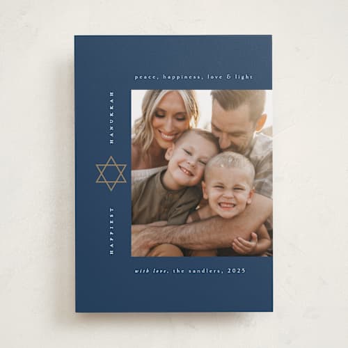 This is a tallit hanukkah cards with standard by Ana de Sousa called modern star of david printing on recycled smooth signature in standard