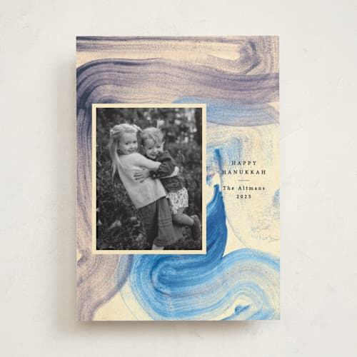 This is a sky hanukkah cards with standard by Sumak Studio called blue painting printing on recycled smooth signature in standard