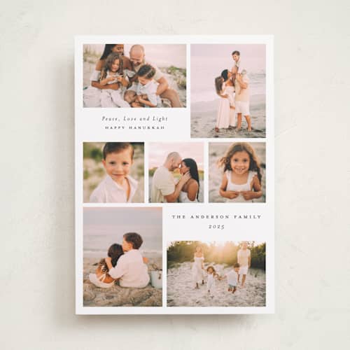 This is a winter hanukkah cards with standard by Emily Betts called yearly seven printing on recycled smooth signature in standard