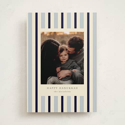 This is a buttercream hanukkah cards with standard by Baumbirdy called pinstripe printing on recycled smooth signature in standard