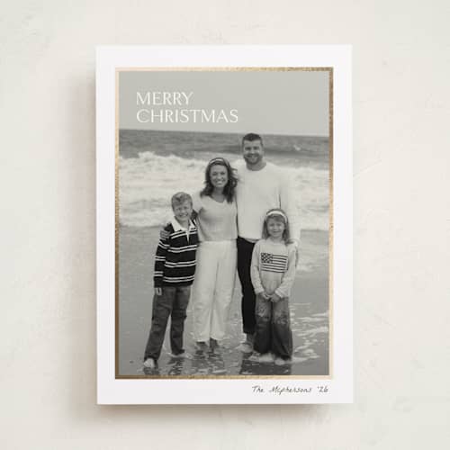 This is a snow foil pressed holiday cards with foil pressed by chocomocacino called nomshka printing on recycled smooth signature in standard