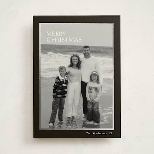 This is a obsidian foil pressed holiday cards with foil pressed by chocomocacino called nomshka printing on recycled smooth signature in standard