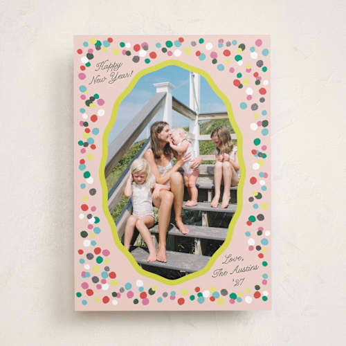 This is a grapefruit foil pressed holiday cards with foil pressed by Megan Davis called fizzy printing on recycled smooth signature in standard
