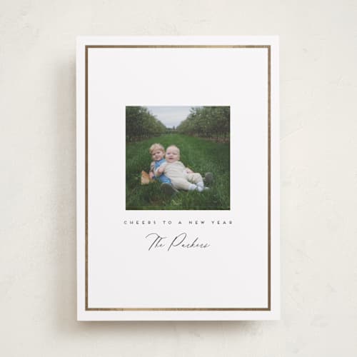 This is a snow foil pressed holiday cards with foil pressed by Angela Garrick called petit printing on recycled smooth signature in standard