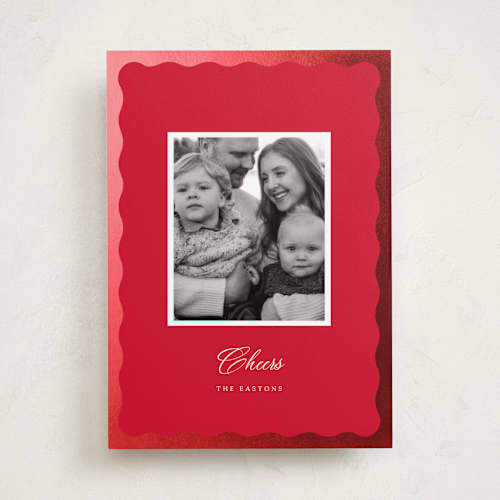 This is a cardinal foil pressed holiday cards with foil pressed by Baumbirdy called velvet printing on recycled smooth signature in standard