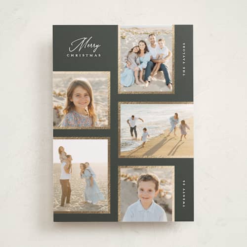 This is a pine foil pressed holiday cards with foil pressed by Michelle Taylor called gilded gallery printing on recycled smooth signature in standard