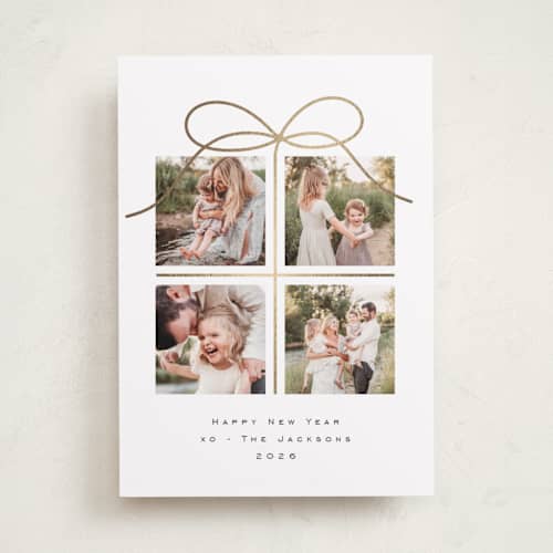 This is a snow foil pressed holiday cards with foil pressed by Jenny Millington called christmas gift printing on recycled smooth signature in standard