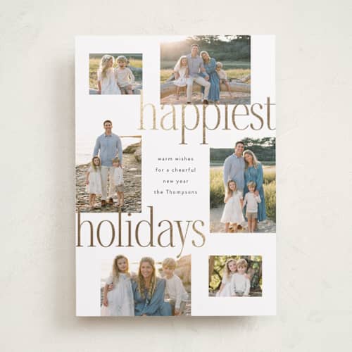 This is a polar bear foil pressed holiday cards with foil pressed by Ashlee Townsend called large holidays printing on recycled smooth signature in standard