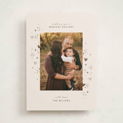 This is a sparkle foil pressed holiday cards with foil pressed by Pixel and Hank called disney mickey sparkle printing on recycled smooth signature in standard