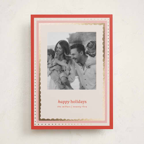 This is a candy cane foil pressed holiday cards with foil pressed by Angela Marzuki called sweetie printing on recycled smooth signature in standard