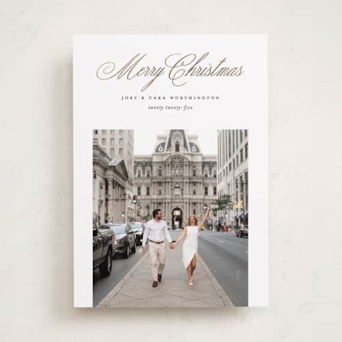 This is a whipped foil pressed holiday cards with foil pressed by Pixel and Hank called most classic printing on recycled smooth signature in standard