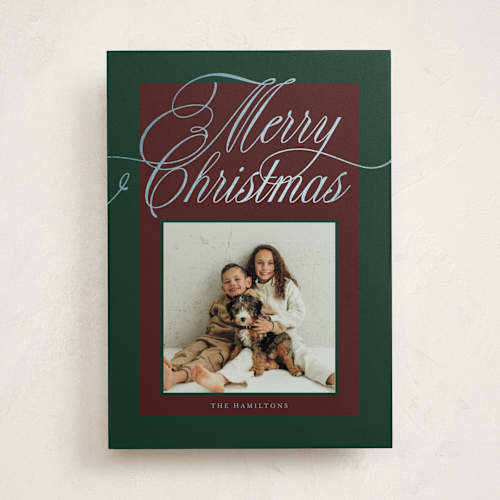 This is a pine foil pressed holiday cards with foil pressed by Baumbirdy called ralph printing on recycled smooth signature in standard