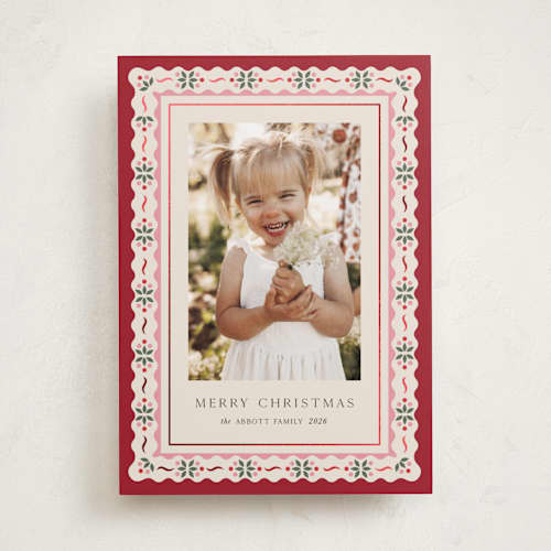 This is a poinsettia foil pressed holiday cards with foil pressed by Laura Bercovich called poinsettia in bloom printing on recycled smooth signature in standard