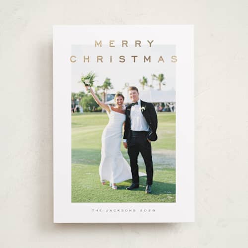 This is a starlight foil pressed holiday cards with foil pressed by Nicole Walsh called air printing on recycled smooth signature in standard