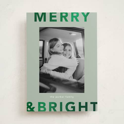 This is a spruce foil pressed holiday cards with foil pressed by Kelly Watkins called festive printing on recycled smooth signature in standard