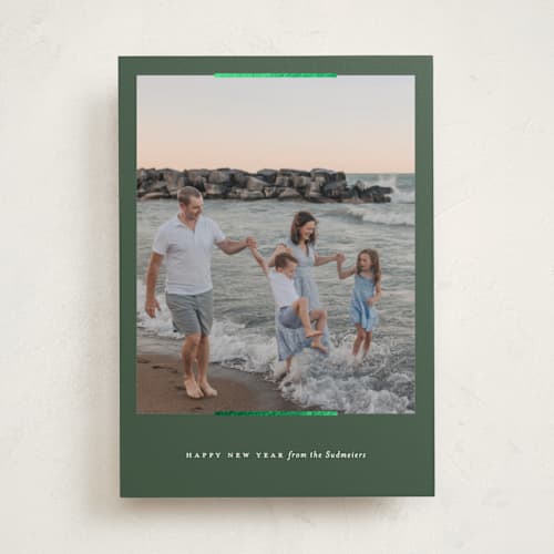 This is a balsam foil pressed holiday cards with foil pressed by Carolyn Nicks called easel printing on recycled smooth signature in standard