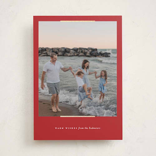 This is a cardinal foil pressed holiday cards with foil pressed by Carolyn Nicks called easel printing on recycled smooth signature in standard