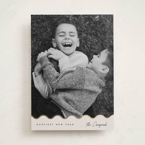 This is a latte foil pressed holiday cards with foil pressed by Carolyn Nicks called havin' fun printing on recycled smooth signature in standard