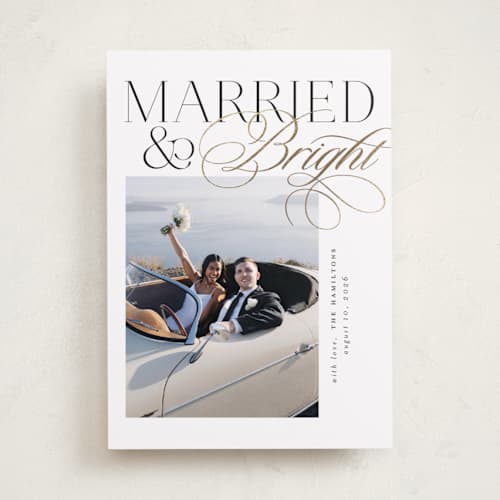 This is a snow foil pressed holiday cards with foil pressed by Jackie Crawford called scripted bright printing on recycled smooth signature in standard