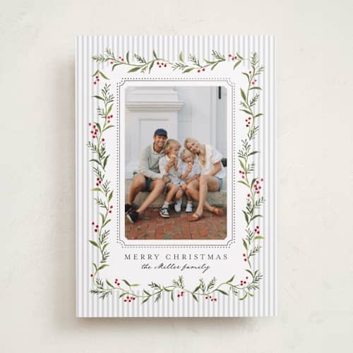 This is a mist foil pressed holiday cards with foil pressed by Everett Paper Goods called nantucket printing on recycled smooth signature in standard