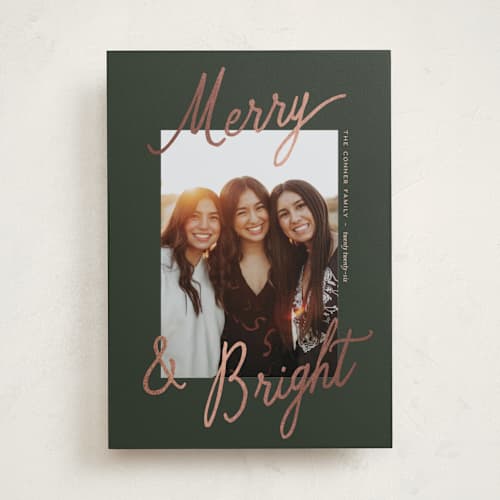 This is a mistletoe foil pressed holiday cards with foil pressed by Pixel and Hank called jottings printing on recycled smooth signature in standard