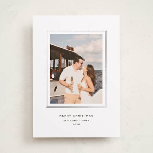 This is a snow foil pressed holiday cards with foil pressed by Megan Davis called milan printing on recycled smooth signature in standard