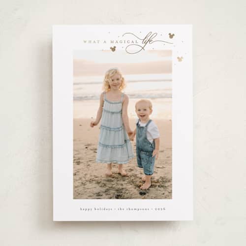 This is a snow foil pressed holiday cards with foil pressed by Ashlee Townsend called magical life sparkles printing on recycled smooth signature in standard