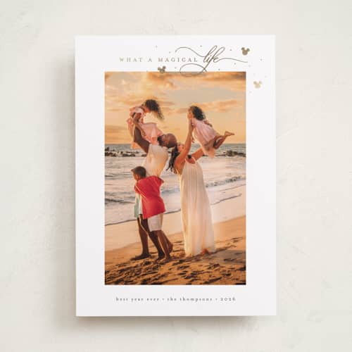 This is a snow foil pressed holiday cards with foil pressed by Ashlee Townsend called magical life sparkles printing on recycled smooth signature in standard