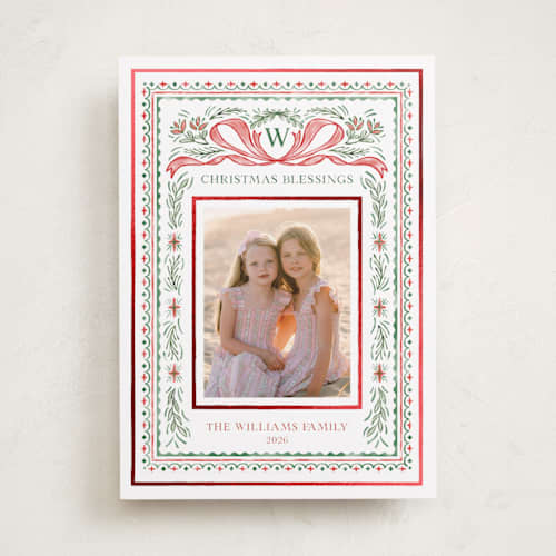This is a berry foil pressed holiday cards with foil pressed by Paper Sun Studio called christmas gift printing on recycled smooth signature in standard