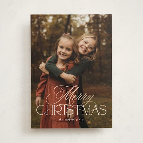 This is a snowball foil pressed holiday cards with foil pressed by Jessica Williams called luxe printing on recycled smooth signature in standard