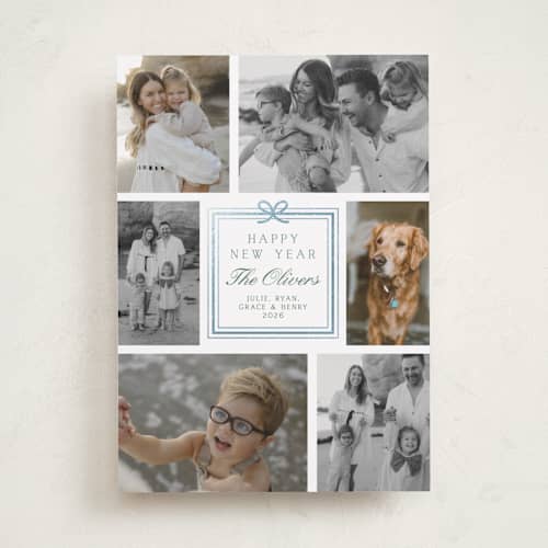 This is a frost foil pressed holiday cards with foil pressed by Alston Foster called the best gifts printing on recycled smooth signature in standard