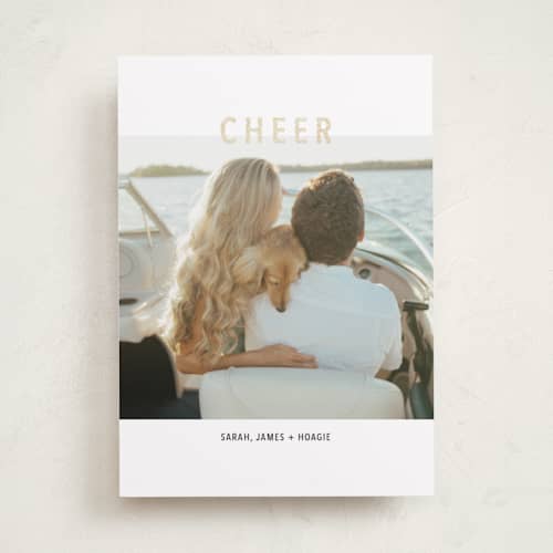 This is a juniper foil pressed holiday cards with foil pressed by Diane Pearse called kinfolk christmas printing on recycled smooth signature in standard