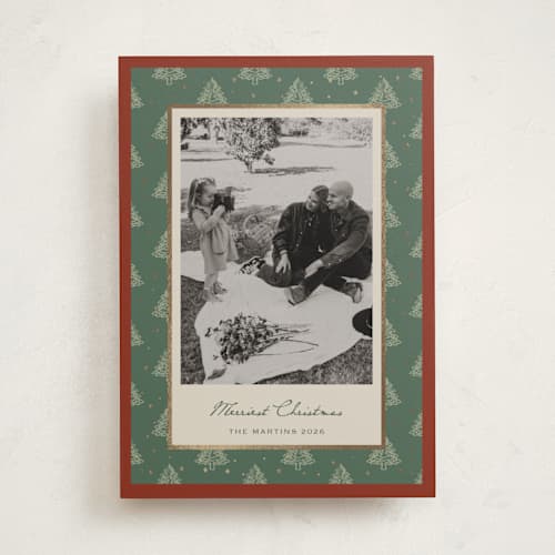 This is a holly berry foil pressed holiday cards with foil pressed by Stephanie Heinrich Godbout called christmas keepsake printing on recycled smooth signature in standard