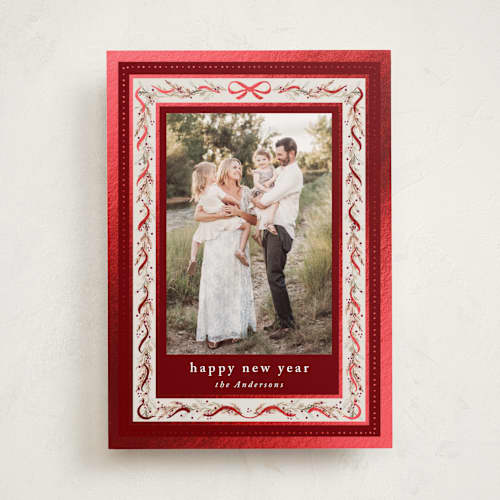 This is a berry foil pressed holiday cards with foil pressed by Petra Kern called ever shine printing on recycled smooth signature in standard