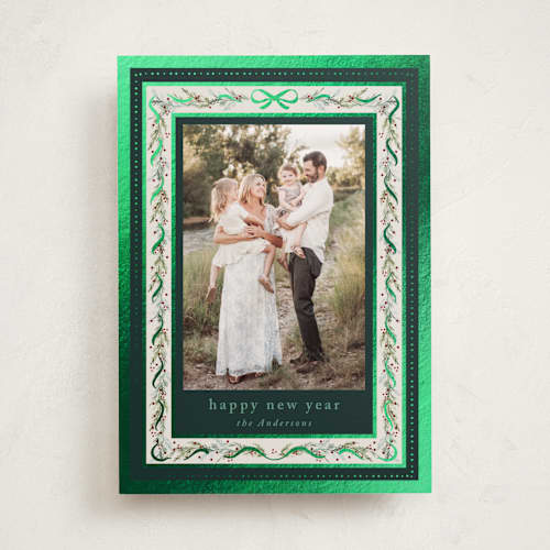 This is a pine forest foil pressed holiday cards with foil pressed by Petra Kern called ever shine printing on recycled smooth signature in standard