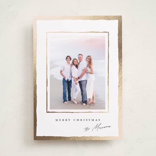 This is a snowfall foil pressed holiday cards with foil pressed by Petra Kern called gildy printing on recycled smooth signature in standard